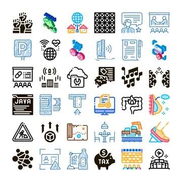 Collection of various icons representing modern concepts and services 스톡 일러스트