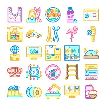 Collection of various icons representing modern lifestyle and industry イラスト素材