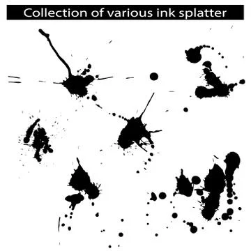 Collection of various ink splatter Stock Illustration