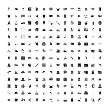Collection of various interface icons in monochrome style Illustrazione stock