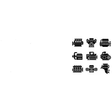 Collection of Various Internal Combustion Engine Icons in Flat Vector Graph.. 스톡 일러스트