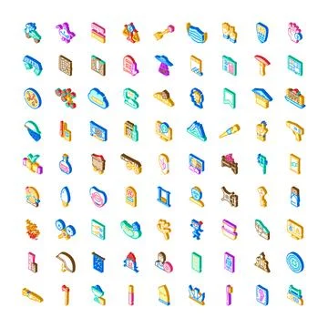 Collection of various isometric 3d object icons Ilustração Stock