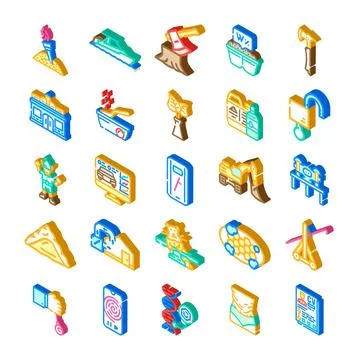 Collection of various isometric concepts and symbols イラスト素材