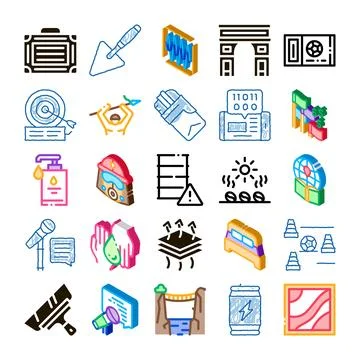 Collection of various isometric hand drawn icons 스톡 일러스트