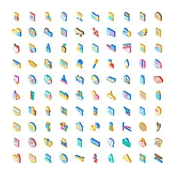 Collection of various isometric icons presenting objects and concepts イラスト素材