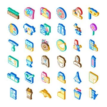 Collection of various isometric modern graphic design elements 스톡 일러스트