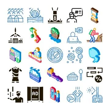 Collection of various isometric modern icon concepts Stockillustratie