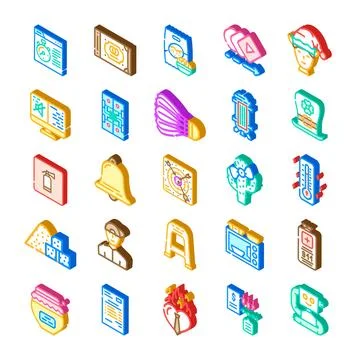 Collection of various isometric web design icons Stock Illustration