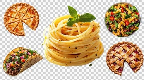 A collection of various Italian dishes Stock Illustration
