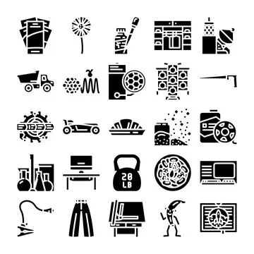 Collection of various items from hobbies and professions Ilustración de archivo