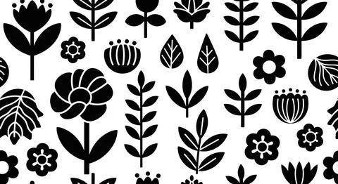 A collection of various leaf patterns and designs in a repeating pattern 库存插图
