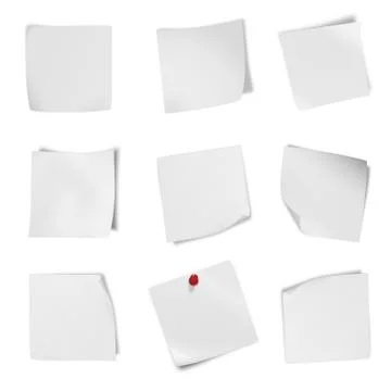 Collection of various leaflet blank white paper on white background. Stock-Fotos