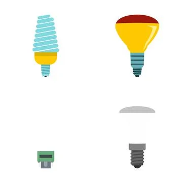 Collection of various light bulbs icons illustrating technology Stock Illustration