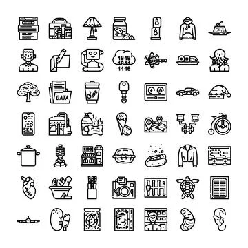 Collection of various line art outline icons イラスト素材