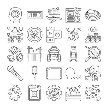 Collection of various line art vector icons Stock Illustration