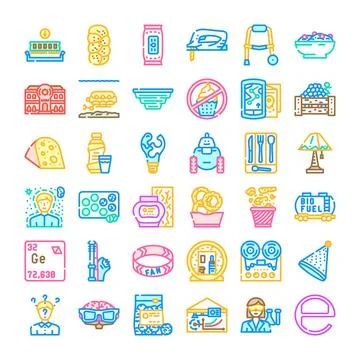 Collection of various line icons representing lifestyle and technology Stock Illustration