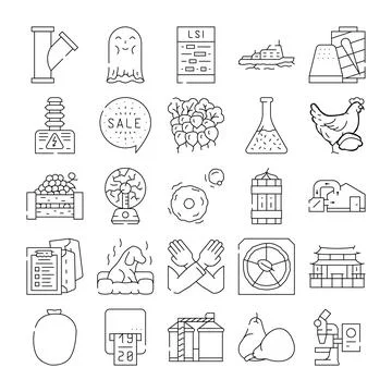 Collection of various line icons representing diverse concepts イラスト素材