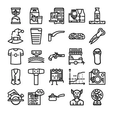 Collection of various line icons representing diverse concepts イラスト素材