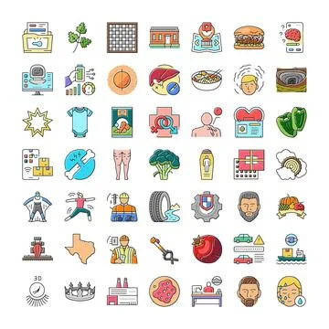 Collection of various line icons representing diverse concepts 스톡 일러스트