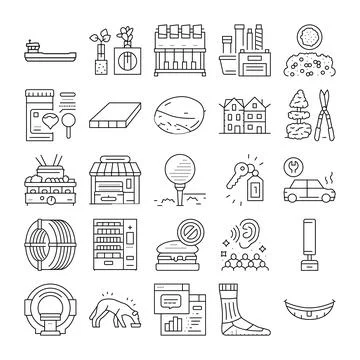 Collection of various line icons representing lifestyle objects Illustrazione stock