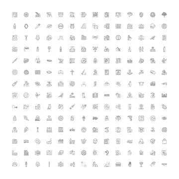 Collection of various line icons representing lifestyle and objects Ilustración de archivo