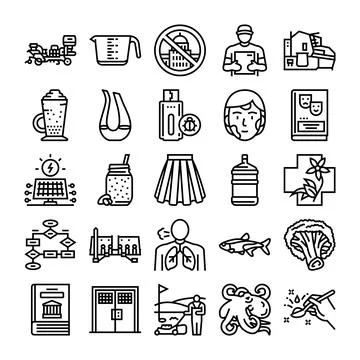 Collection of various line icons representing lifestyle and development Illustrazione stock