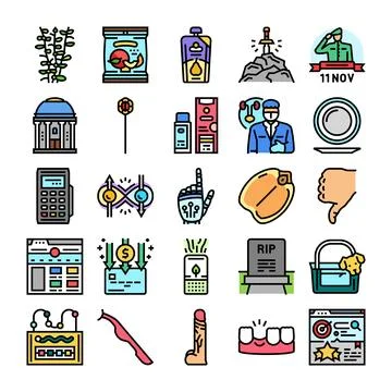 Collection of various line icons representing diverse concepts Illustrazione stock