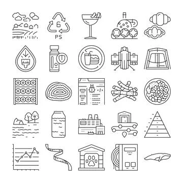Collection of various line icons representing different concepts Stock Illustration