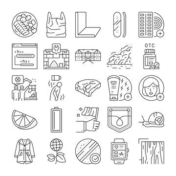 Collection of various line icons representing different concepts Illustrazione stock