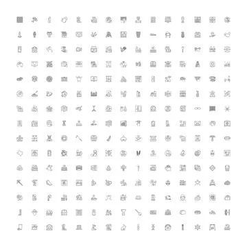 Collection of various line icons set design 스톡 일러스트