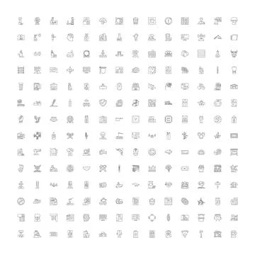 Collection of various line icons for web interface design Illustrazione stock