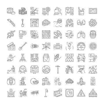 Collection of various line icons for web and mobile usage Illustrazione stock