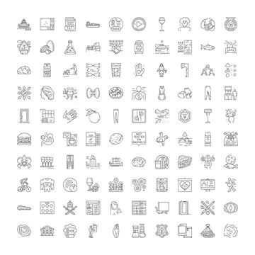 Collection of various linear web line icons 스톡 일러스트