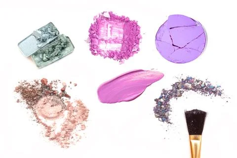 Collection of various make up accessories on white background Foto stock