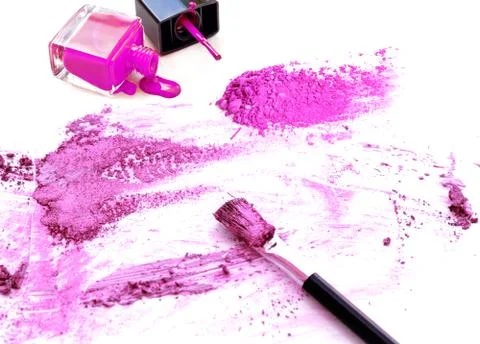 Collection of various make up on white background Foto stock