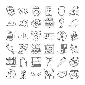 Collection of various modern and ancient line icons Stock-Illustration