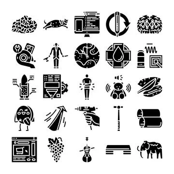 Collection of various modern and basic glyph icons イラスト素材