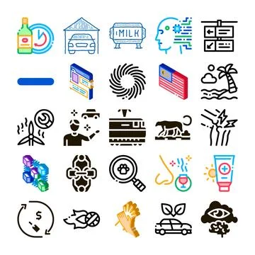 Collection of various modern and conceptual icon pictograms Ilustración de archivo