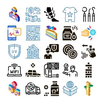 Collection of various modern and conceptual line icons Ilustración de archivo
