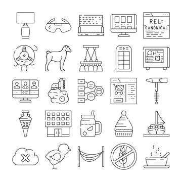 Collection of various modern and conceptual line icons Ilustración de archivo