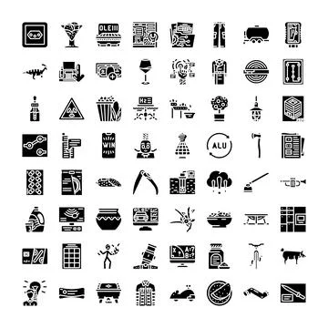 Collection of various modern and conceptual solid icons Stock Illustration