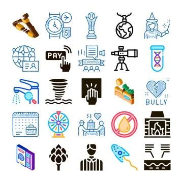 Collection of various modern and future technology icons Illustrazione stock