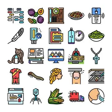 Collection of various modern colorful linear icons イラスト素材