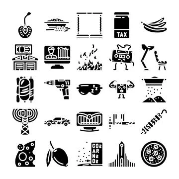 Collection of various modern glyph style icons Иллюстрация