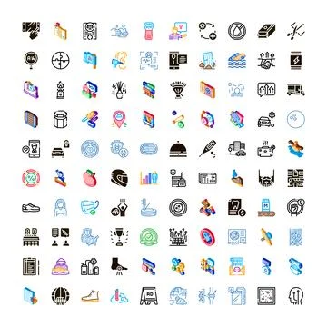 Collection of various modern isometric icon concepts Stock Illustration
