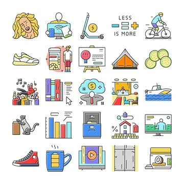 Collection of various modern lifestyle and business icons Stock Illustration