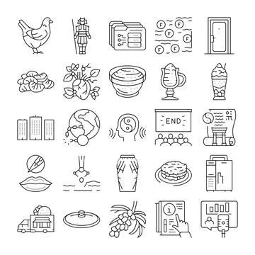 Collection of various modern linear design icons Ilustración de archivo