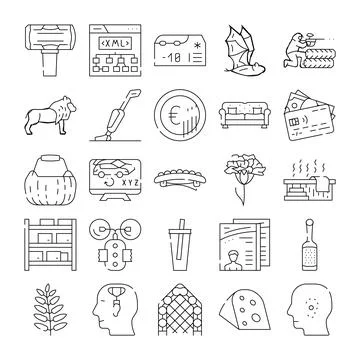 Collection of various modern linear web application icons イラスト素材