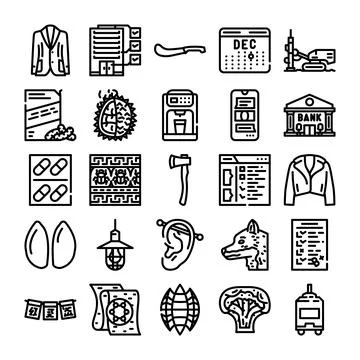 Collection of various modern outline web icons Stock Illustration