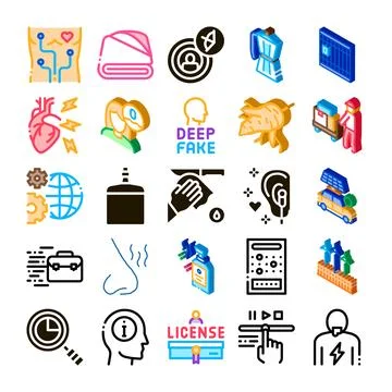 Collection of various modern technology and healthcare icons Illustrazione stock